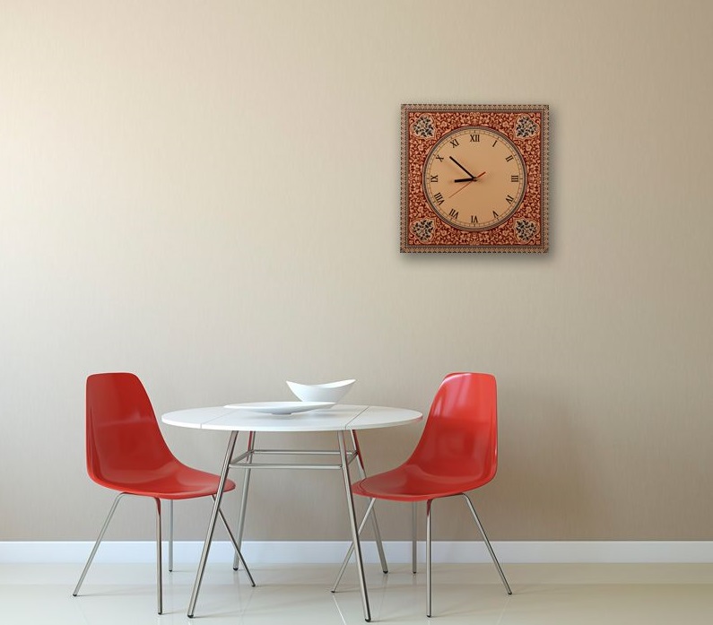 Horloge murale en bois persane artisanale Modèle Slimi