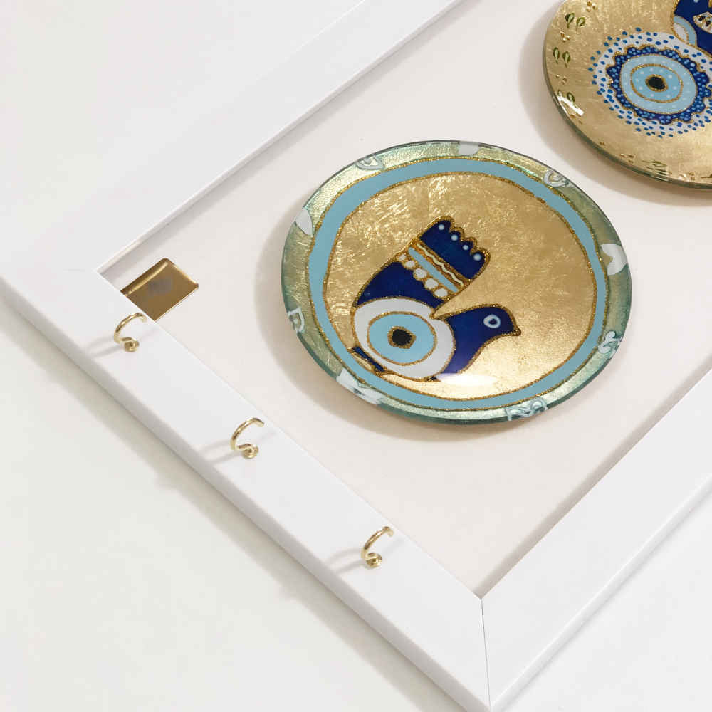 Porte-clés mural en bois décoratif avec design Cheshm Nazar