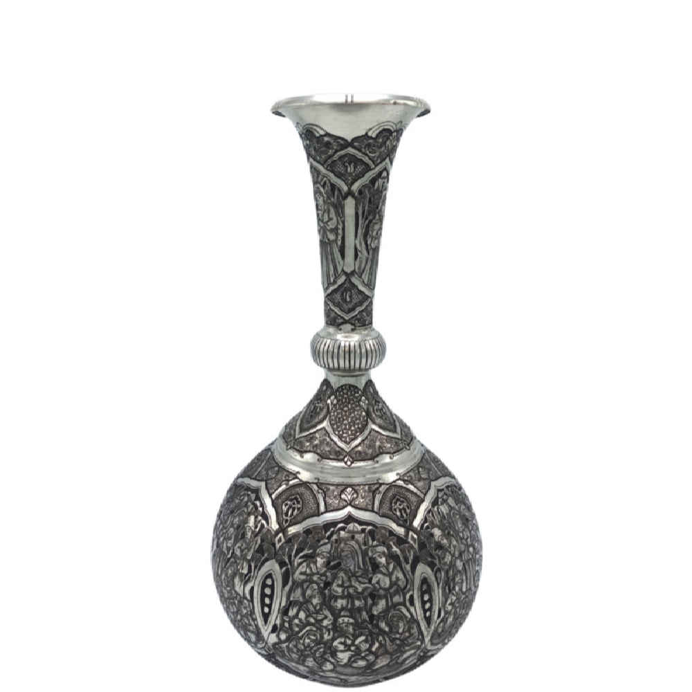 Vase décoratif en cuivre persan gravé fait main avec design Kian – Set de 2