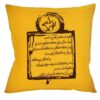 Housse de coussin en velours persan - Design Calligraphie Texte Jaune (Set de 2)