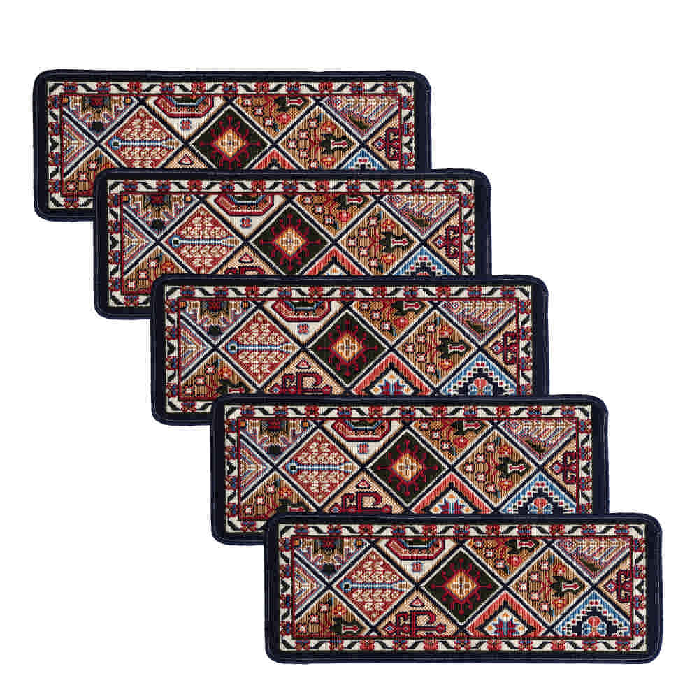 Lot de 5 paillassons d’intérieur pour la décoration – Antidérapants d’inspiration persane Zarin