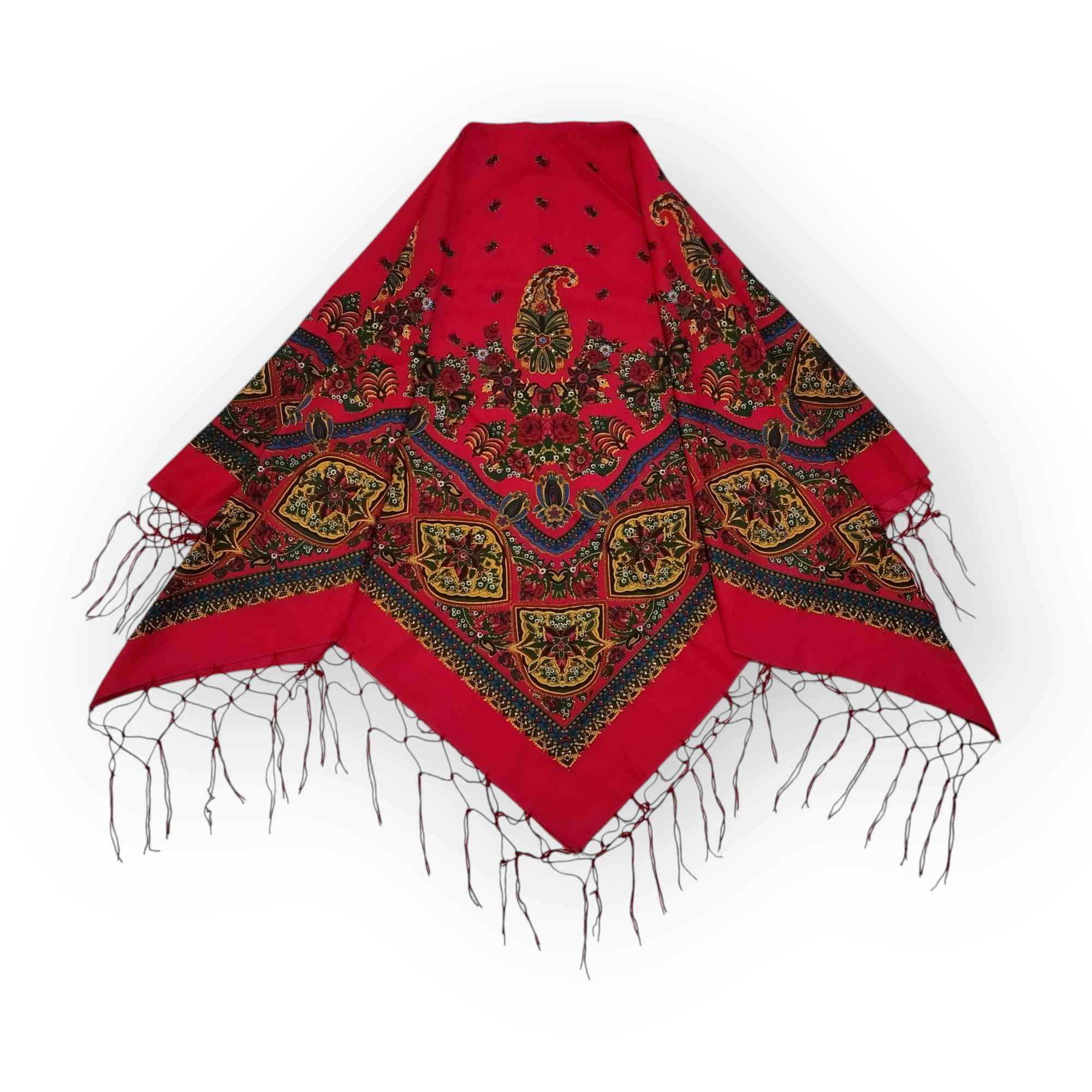Écharpe Ethnique Turkmène en Coton - Cadeau Parfait avec une Touche Culturelle & un Motif Cachemire Floral