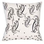 Housse de coussin en velours persan blanc – Design Nastaliq (Set de 2)