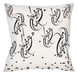 Housse de coussin en velours persan blanc – Design Nastaliq (Set de 2)