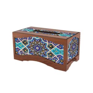 Couvercle de boîte à mouchoirs en bois rustique – Design de carreaux