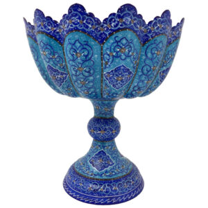 Coupe Décorative en Cuivre Peinte à la Main avec de l’Émail Minakari Persan Gohar