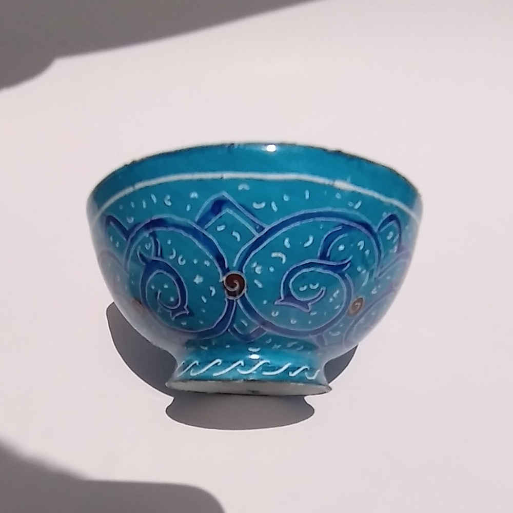 Coupe Décorative en Cuivre Peinte à la Main avec de l’Émail Minakari Persan Sima