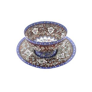 Bol et Assiette Décoratifs en Cuivre Peints à la Main avec de l’Émail Minakari Persan Reyhan