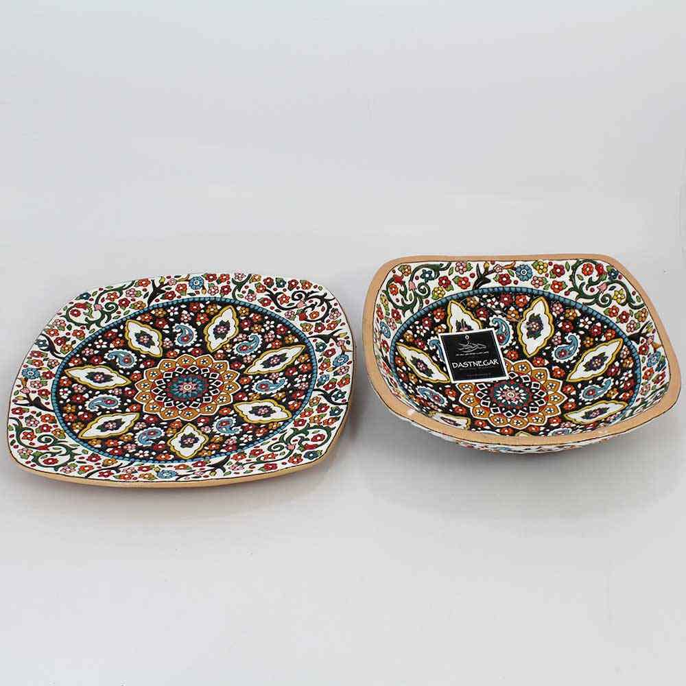 Bol et assiette en céramique Minakari persane fait main modèle Sivan