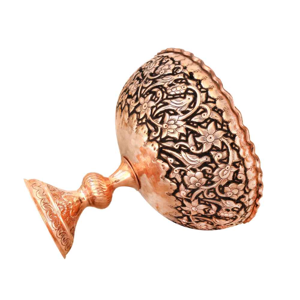 Coupe Décorative en Cuivre Artisanale Persane Gravée Gol-o Morgh