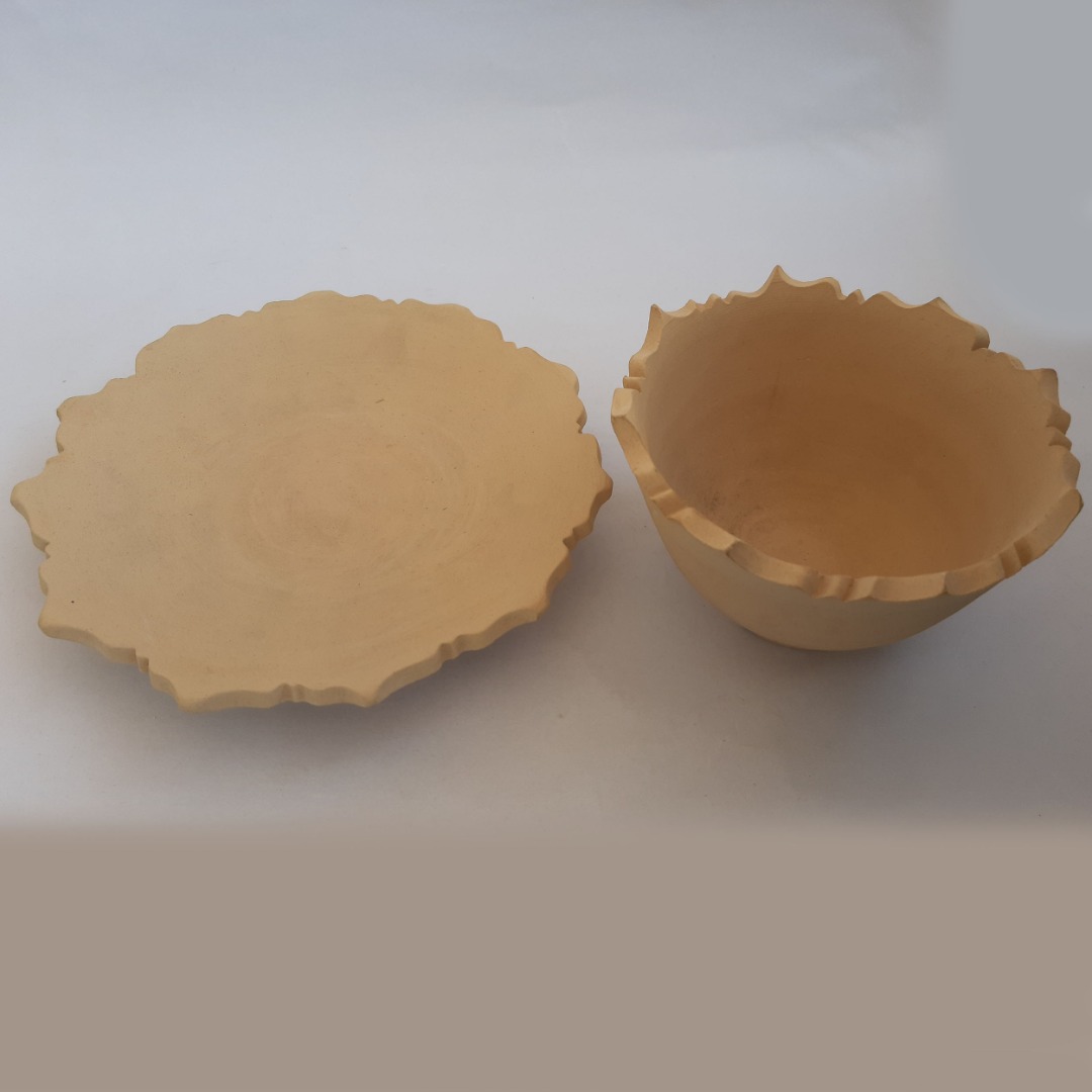 Bol et assiette décoratifs en céramique fait main modèle Hamoon