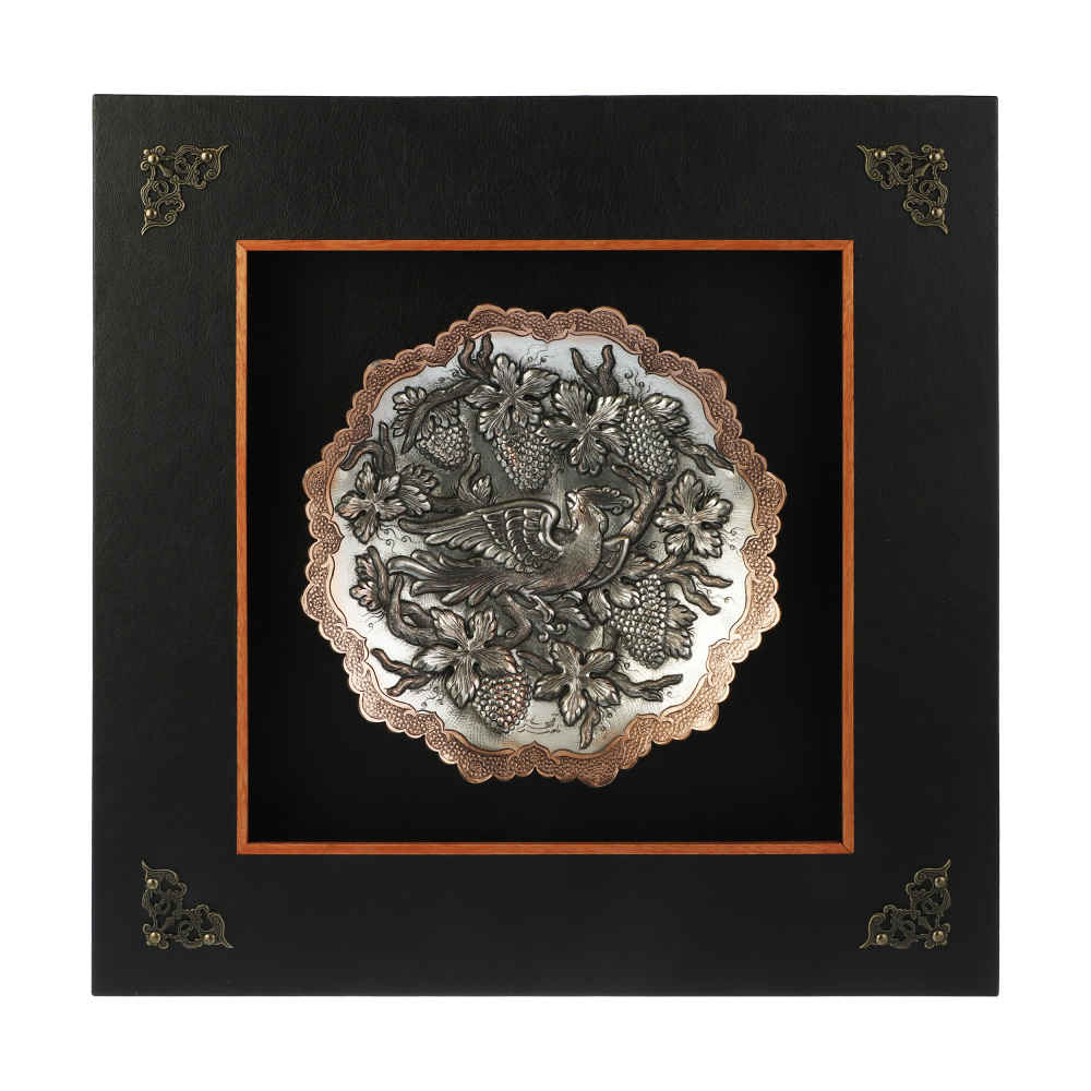 Art en cuivre gravé persan encadré fait à la main Baharan