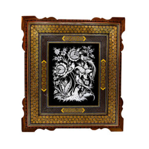 Art en cuivre gravé persan fait main encadré Samin – Décor mural traditionnel