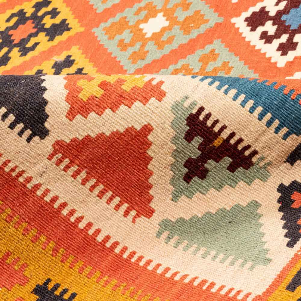Tapis Kilim en laine persane tissé à la main en Fars Traditionnel Alay