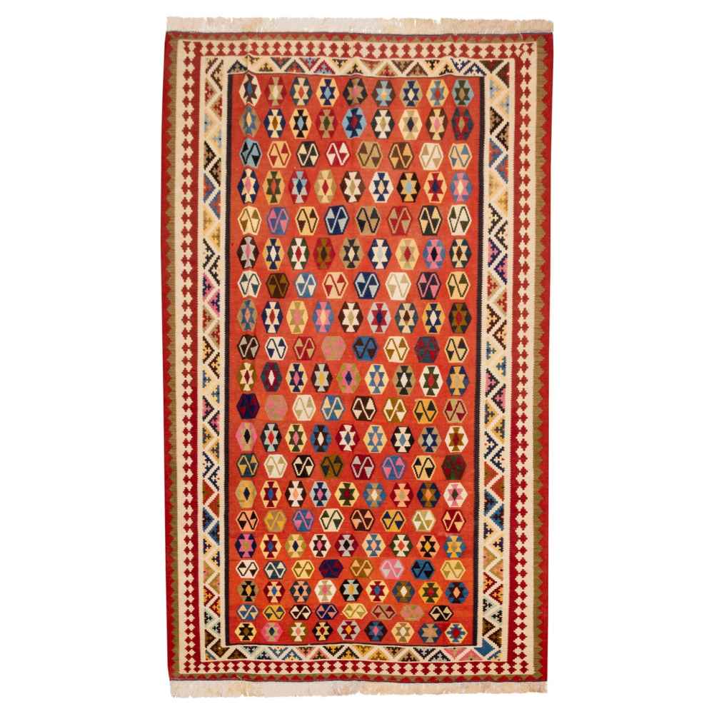 Tapis Kilim en laine persane tissé à la main à Fars Traditionnel Anil