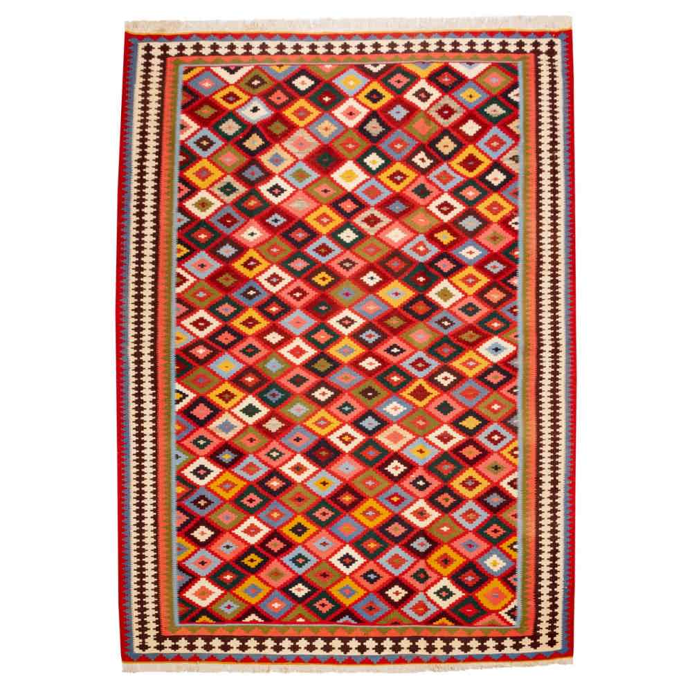 Tapis Kilim en laine persane tissé à la main à Fars Traditionnel Atila