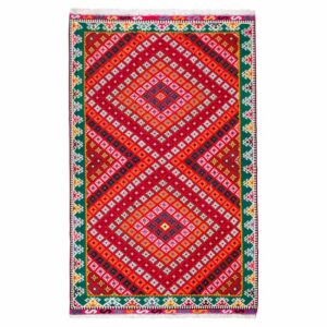 Tapis Kilim en laine persane tissé à la main à Fars Traditionnel Bahador