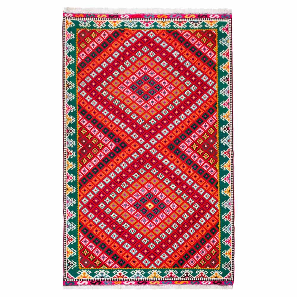 Tapis Kilim en laine persane tissé à la main à Fars Traditionnel Bahador
