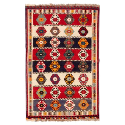 Tapis Kilim fait main d&rsquo;Iran, Fars traditionnel « Doman »