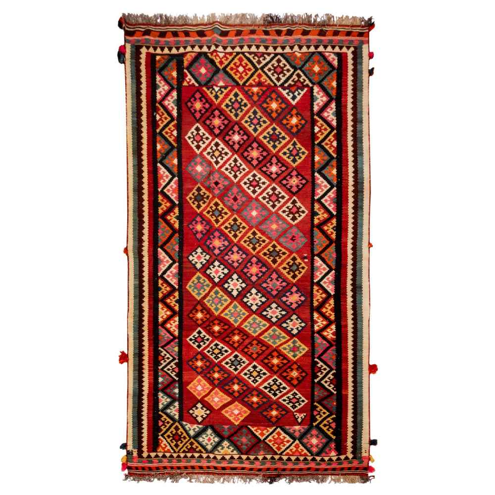 Tapis Kilim en laine persane tissé à la main en Fars Traditionnel Maral