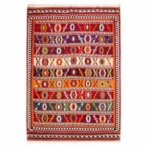 Tapis Kilim en laine persane tissé à la main à Fars Traditionnel Takin