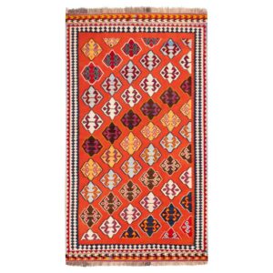 Tapis Kilim en laine persane tissé à la main en Fars Traditionnel Yashar