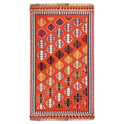 Tapis Kilim en laine persane tissé à la main en Fars Traditionnel Yashar