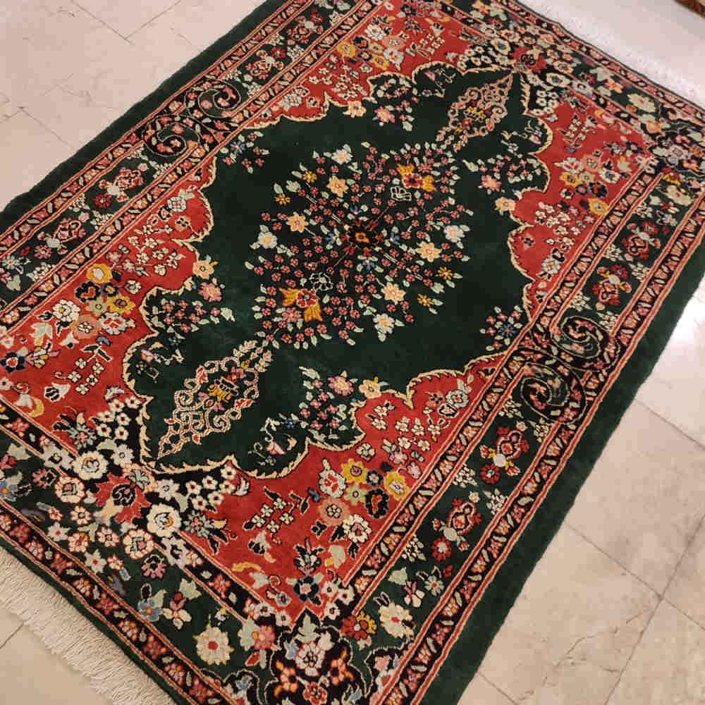 Tapis persan authentique en soie noué à la main à Khorasan Lachak Toranj