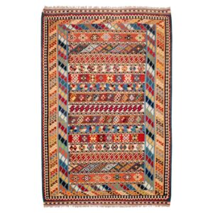 Tapis Kilim en laine persane tissé à la main à Naein Traditionnel Solmaz