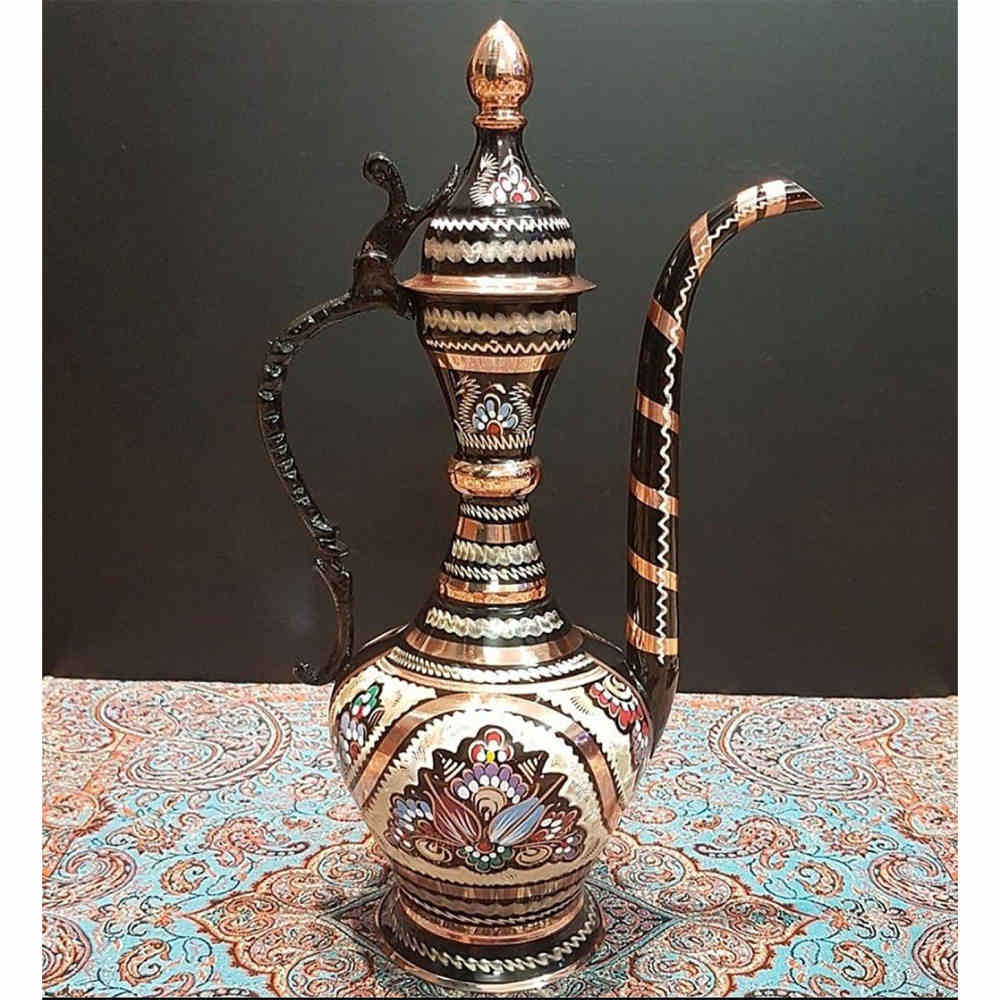Flacon à eau de rose en cuivre persan – Émaillé Minakari Hana