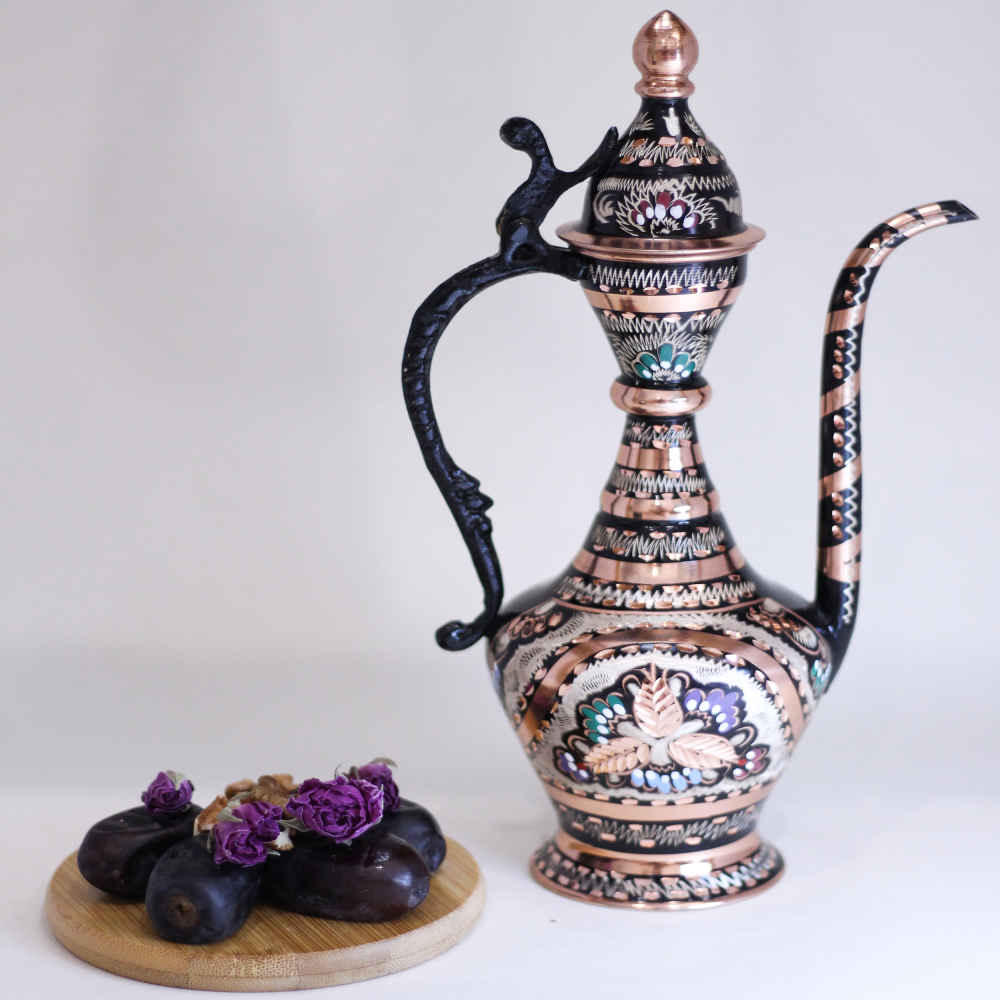 Flacon à eau de rose en cuivre persan – Émaillé Minakari