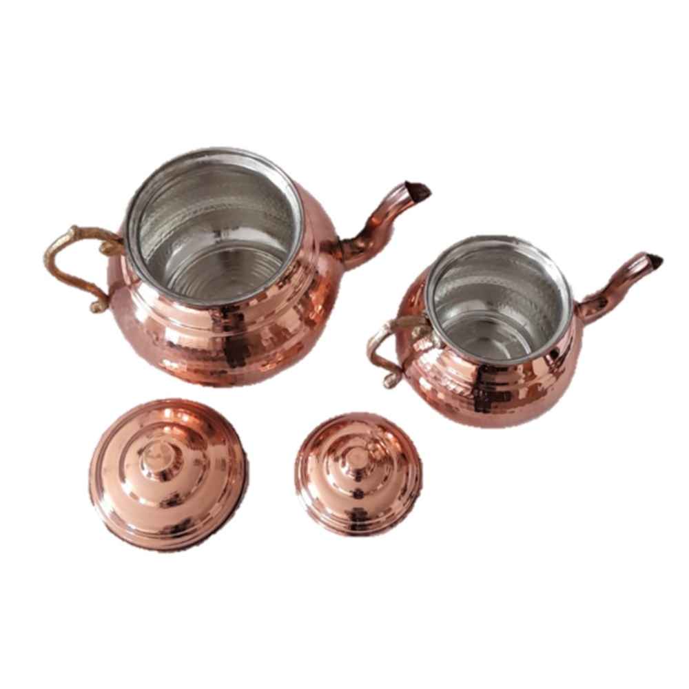 Théière Double en Cuivre Persan Martelée et Durable Sadaf