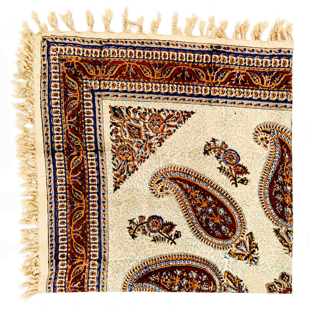 Nappe iranienne : Tapisserie traditionnelle de Kalamkari d’Isfahan Bina