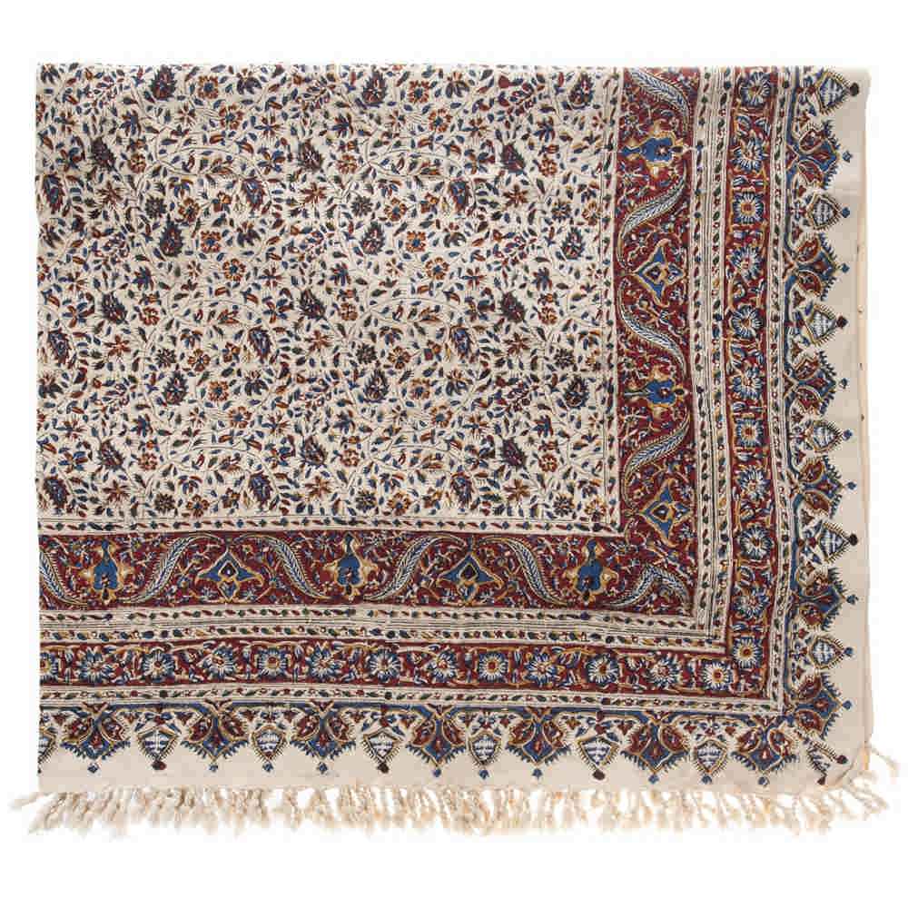 Nappe iranienne : Tapisserie traditionnelle de Kalamkari d'Isfahan Hoora