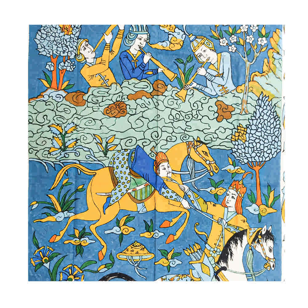 Nappe iranienne : Tapisserie traditionnelle de Kalamkari d’Isfahan Tina