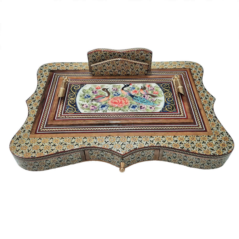 Porte-stylo en bois persan fait main pour bureau - Art Khatamkari Élégance, Sahar