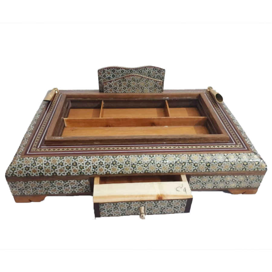 Porte-stylo en bois persan fait main pour bureau – Art Khatamkari Élégance, Sana