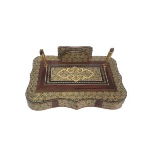 Porte-stylo en bois persan fait main pour bureau – Art Khatamkari Élégance, Toranj