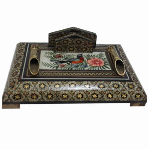 Porte-stylo en bois persan fait main pour bureau – Art Khatamkari Élégance, Traditionnel