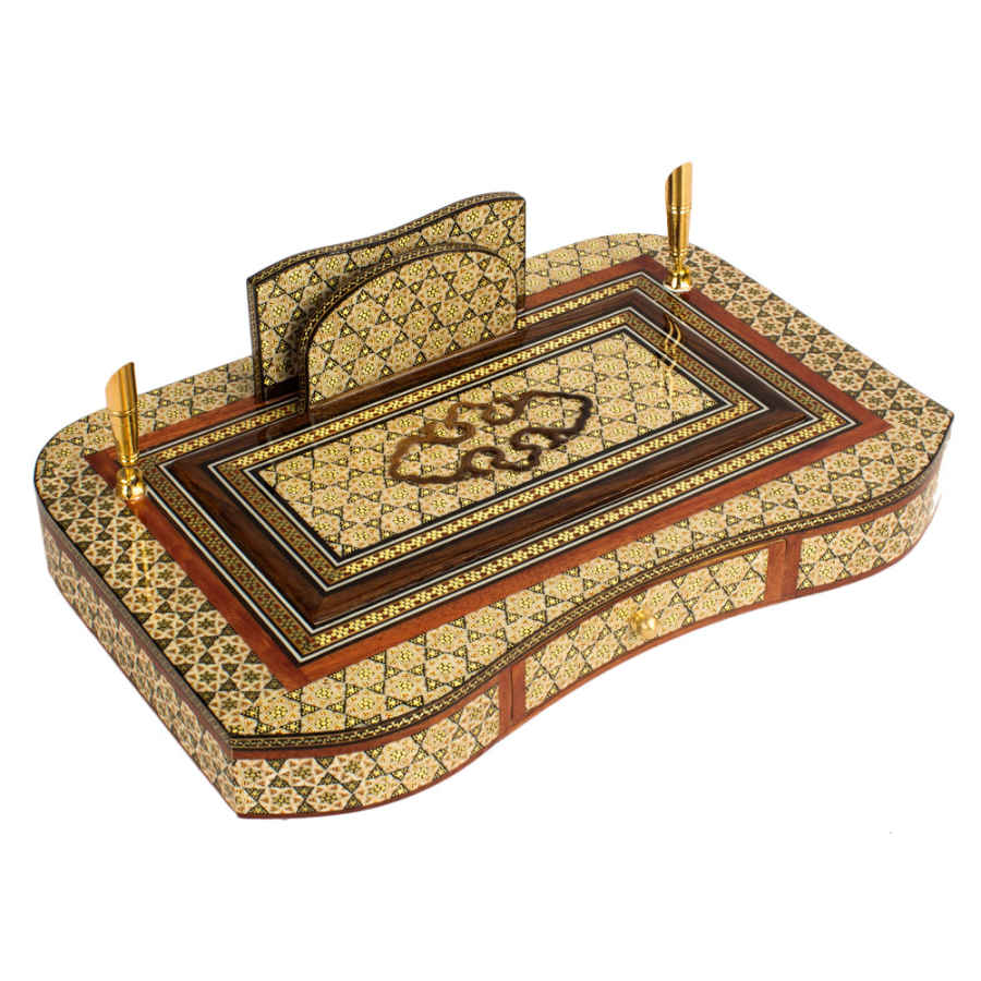 Porte-stylo en bois persan fait main pour bureau - Art Khatamkari Élégance, Zoha