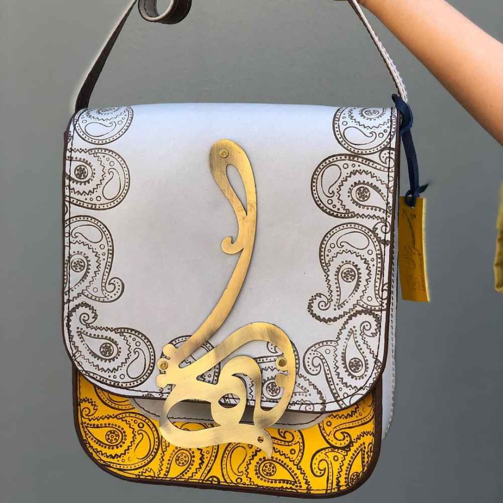 Sac bandoulière en cuir véritable fait main – Design Persan Hich