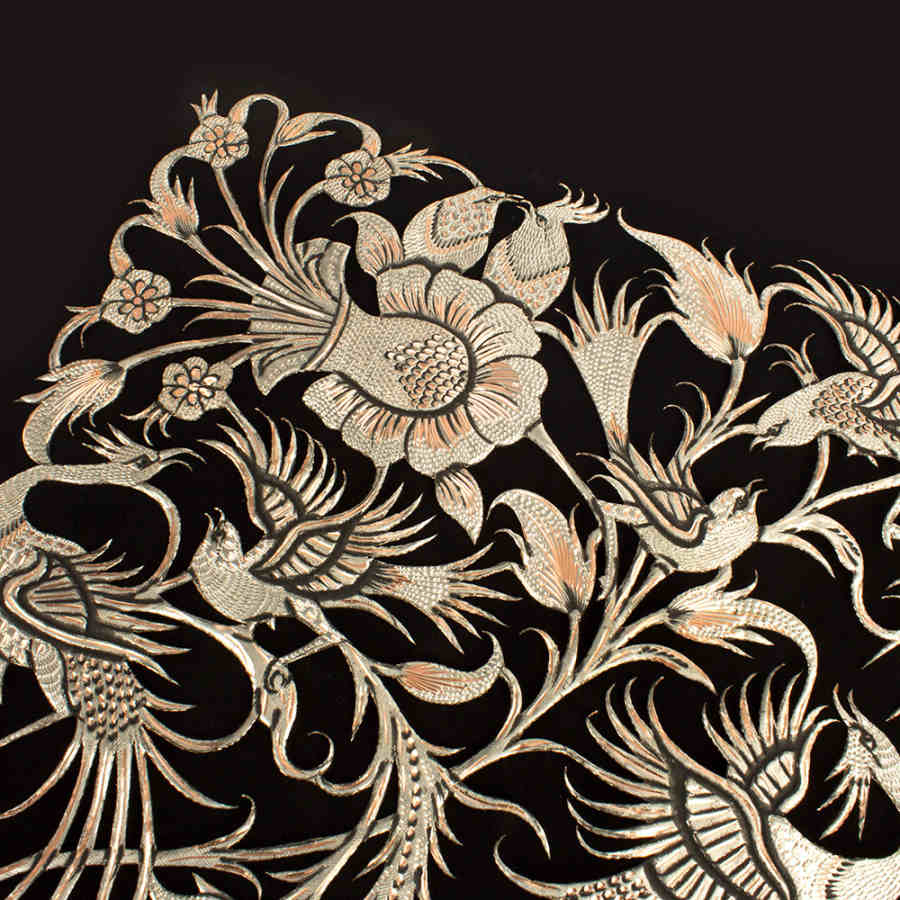 Art en cuivre gravé persan fait à la main encadré – Gooya – Décor mural traditionnel