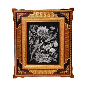 Art en cuivre gravé persan fait à la main encadré Hasti – Décor mural traditionnel