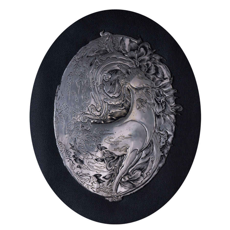 Art en cuivre gravé persan fait main encadré Chèvre