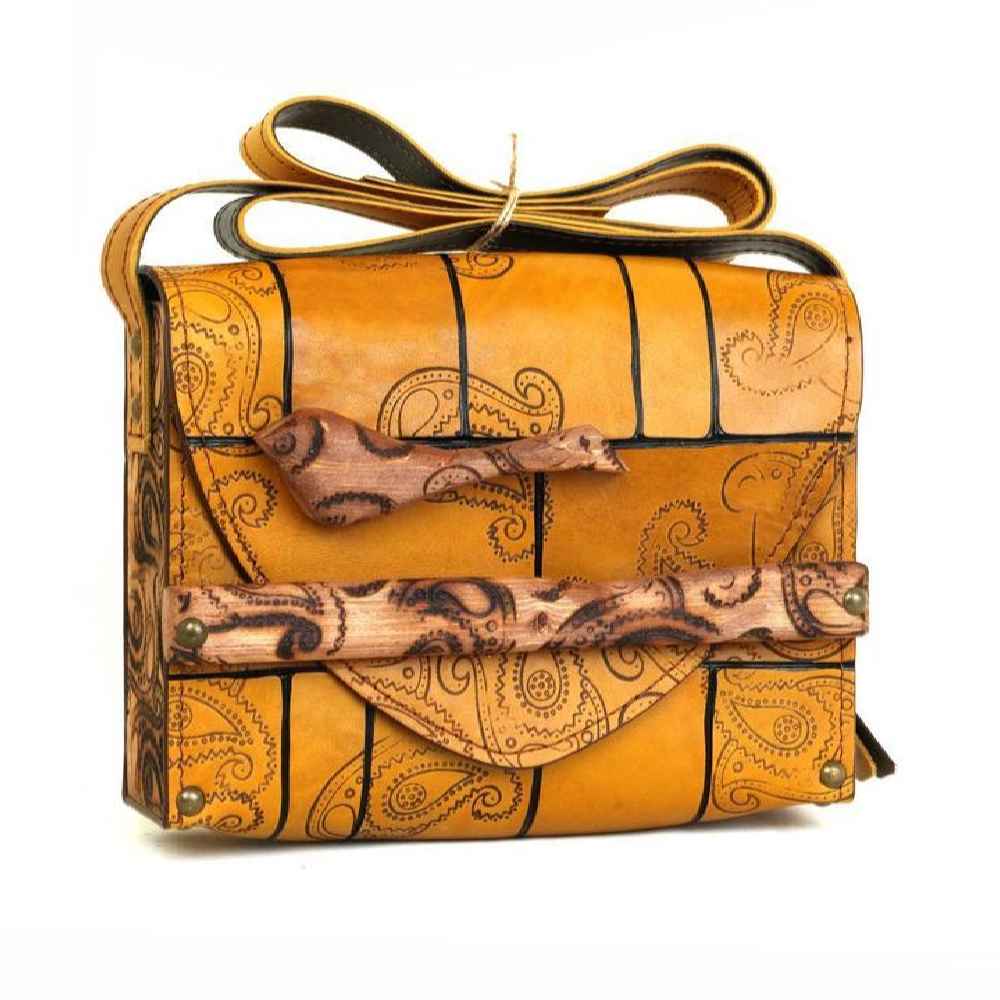 Sac Bandoulière en Cuir Luxueux Fait Main – Design Oiseaux