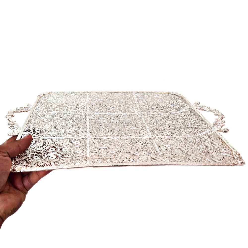 Plat en argent Malileh Kari persan modèle Javid