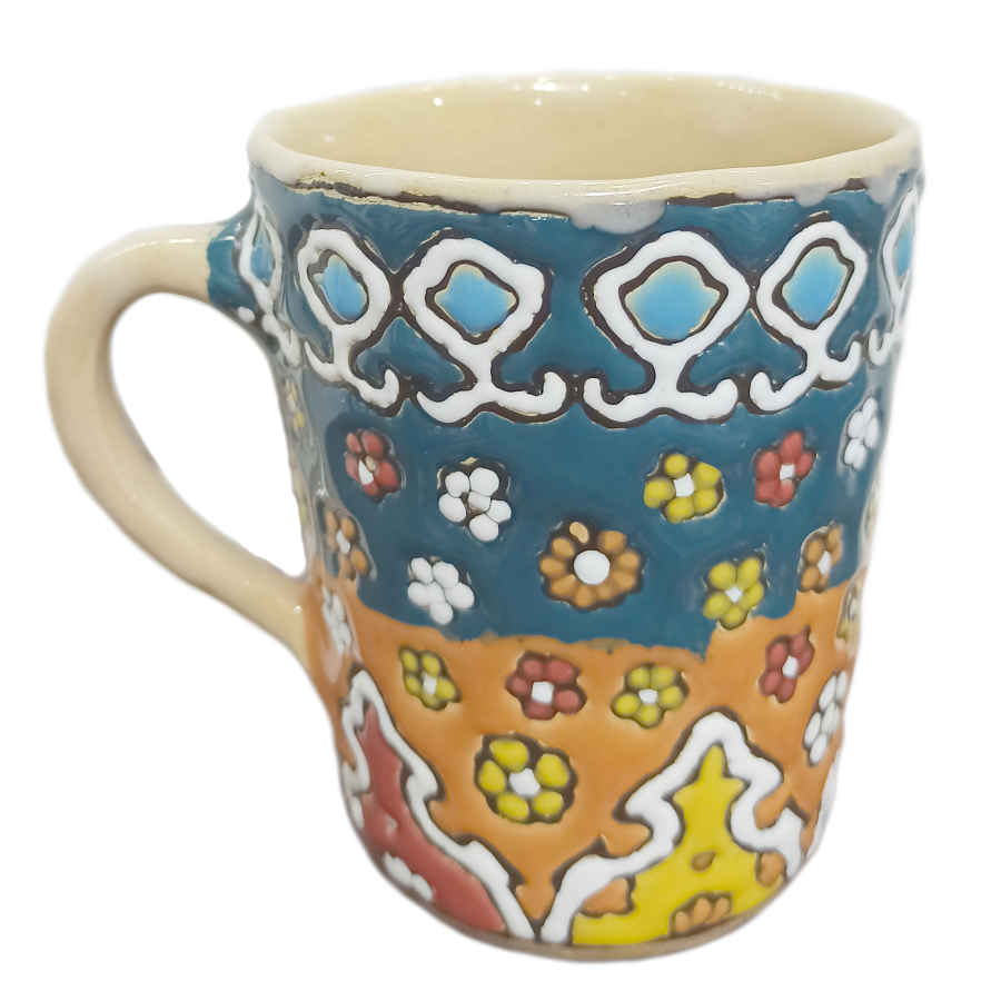 Tasse en poterie persane artisanale - Émaillée Minakari, design Royal