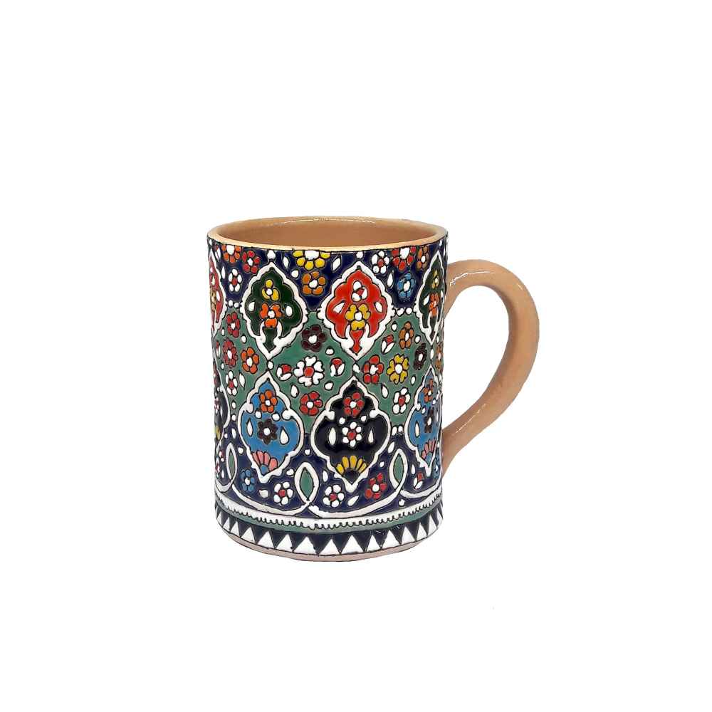 Tasse en poterie persane artisanale - Émaillée Minakari, design Saghar