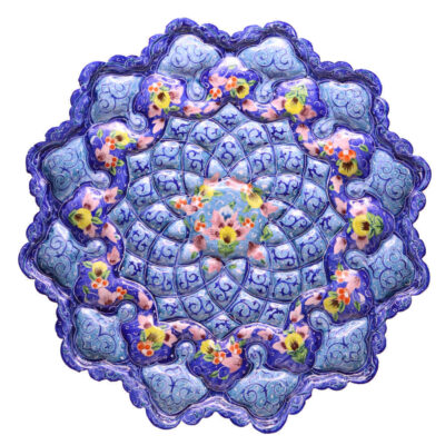Assiette Décorative en Cuivre Peinte à la Main avec de l’Émail Minakari Persan Atash