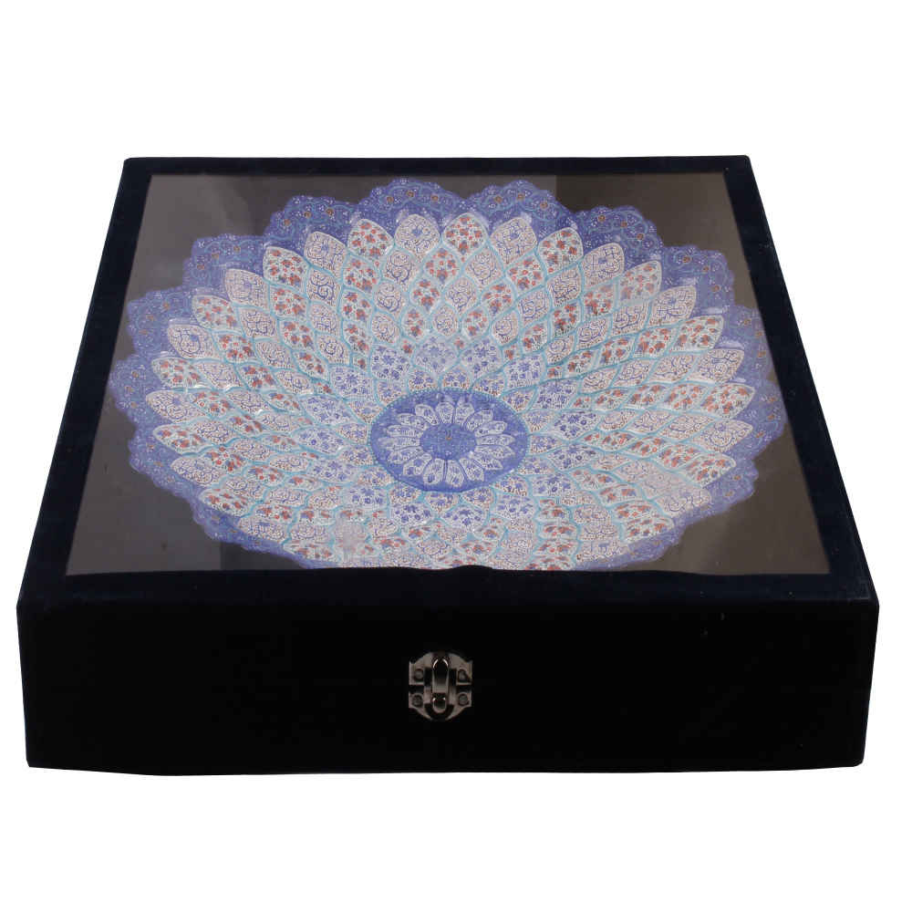 Assiette Décorative en Cuivre Peinte à la Main avec de l’Émail Minakari Persan Azar